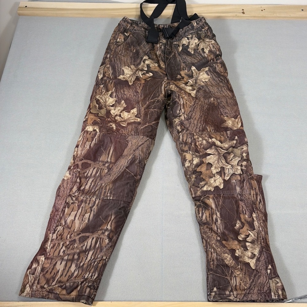 Cabelas Mossy Oak Break-Up Camo Insulated Hunting Pants Men XL Suspenders 941343